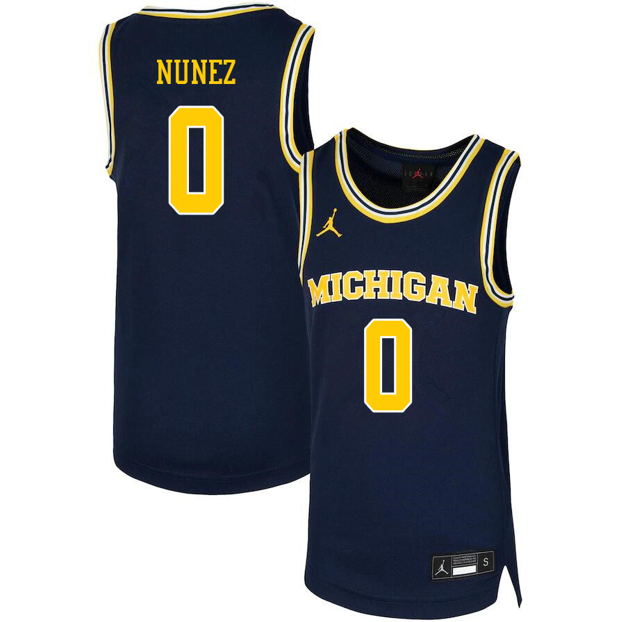 Men #0 Adrien Nunez Michigan Wolverines College Basketball Jerseys Sale-Navy
